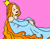 Disegno Principessa rilassata  pitturato su camilla