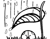 Disegno Coccinella protetta dalla pioggia  pitturato su marta