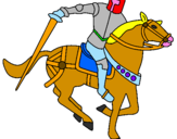 Disegno Cavaliere a cavallo IV pitturato su MANUEL