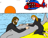 Disegno Salvataggio di una balena pitturato su MARTINA