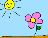 Disegno Sole e Fiore 2 pitturato su Arianna