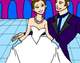 Disegno Principessa e principe al ballo  pitturato su Lisa