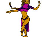 Disegno Principessa araba che danza  pitturato su marta