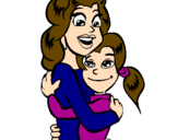 Disegno Madre e figlia abbracciate pitturato su Giorgia A.
