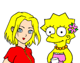 Disegno Sakura e Lisa pitturato su Gaia Cassese
