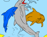 Disegno Delfini che giocano  pitturato su giorgia
