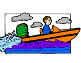 Disegno Acquatico barca pitturato su cristian
