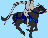 Disegno Cavaliere a cavallo IV pitturato su greta