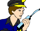 Disegno Polizia con il walkie talkie pitturato su mardona