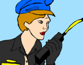 Disegno Polizia con il walkie talkie pitturato su simone06