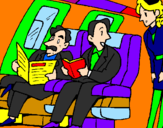 Disegno Passeggeri nell'aereo  pitturato su matteo