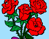 Disegno Mazzo di rose  pitturato su rosse belissime