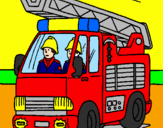 Disegno Camion dei Pompieri  pitturato su ANDREA