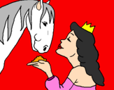 Disegno Principessa e cavallo  pitturato su Lilly