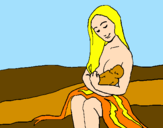 Disegno Madre e figlio  pitturato su ALESSIA