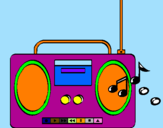 Disegno Radio cassette 2 pitturato su valentina
