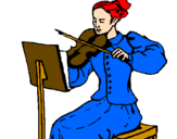 Disegno Dama violinista  pitturato su andrea