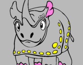 Disegno Rinoceronte  pitturato su luisa   esposito