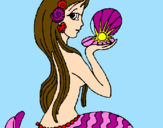 Disegno Sirena e perla  pitturato su letizia