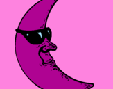 Disegno Luna con gli occhiali da sole  pitturato su stefania