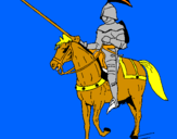 Disegno Cavallerizzo a cavallo  pitturato su pirata  marco