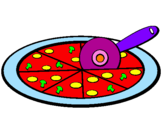 Disegno Pizza pitturato su sara