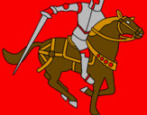 Disegno Cavaliere a cavallo IV pitturato su samuel