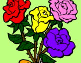 Disegno Mazzo di rose  pitturato su FEDERICA