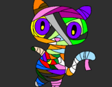 Disegno Mummia gatto scaraboechio pitturato su arcobaleno