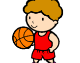 Disegno Giocatore di pallacanestro  pitturato su basket
