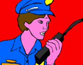 Disegno Polizia con il walkie talkie pitturato su francesco
