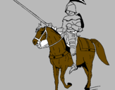 Disegno Cavallerizzo a cavallo  pitturato su morgan