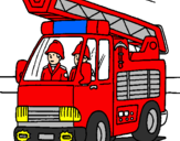 Disegno Camion dei Pompieri  pitturato su amin
