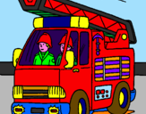 Disegno Camion dei Pompieri  pitturato su ESTER E DARIO