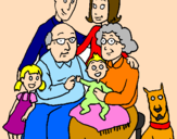 Disegno Famiglia pitturato su greta