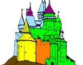 Disegno Castello medievale  pitturato su leonardo
