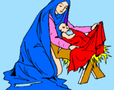 Disegno Nascita di Gesù Bambino pitturato su matilde occhilupo