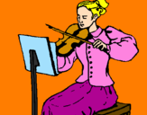 Disegno Dama violinista  pitturato su alice e il violino