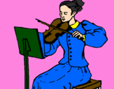 Disegno Dama violinista  pitturato su elisa
