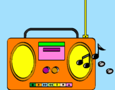 Disegno Radio cassette 2 pitturato su tommaso