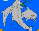 Disegno Delfini che giocano  pitturato su gabriele