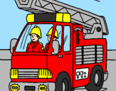 Disegno Camion dei Pompieri  pitturato su giuseppe