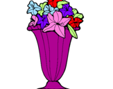 Disegno Vaso di fiori pitturato su lara