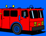 Disegno Camion dei pompieri pitturato su matteo
