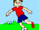 Disegno Giocare a calcio pitturato su alberto