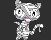 Disegno Mummia gatto scaraboechio pitturato su erica 04