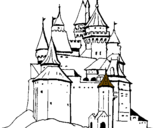 Disegno Castello medievale  pitturato su giacomo