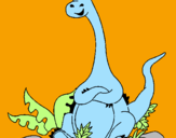 Disegno Diplodocus seduto  pitturato su jacopo