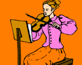 Disegno Dama violinista  pitturato su mattia fabiana  