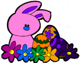 Disegno Coniglietto di Pasqua  pitturato su sofia